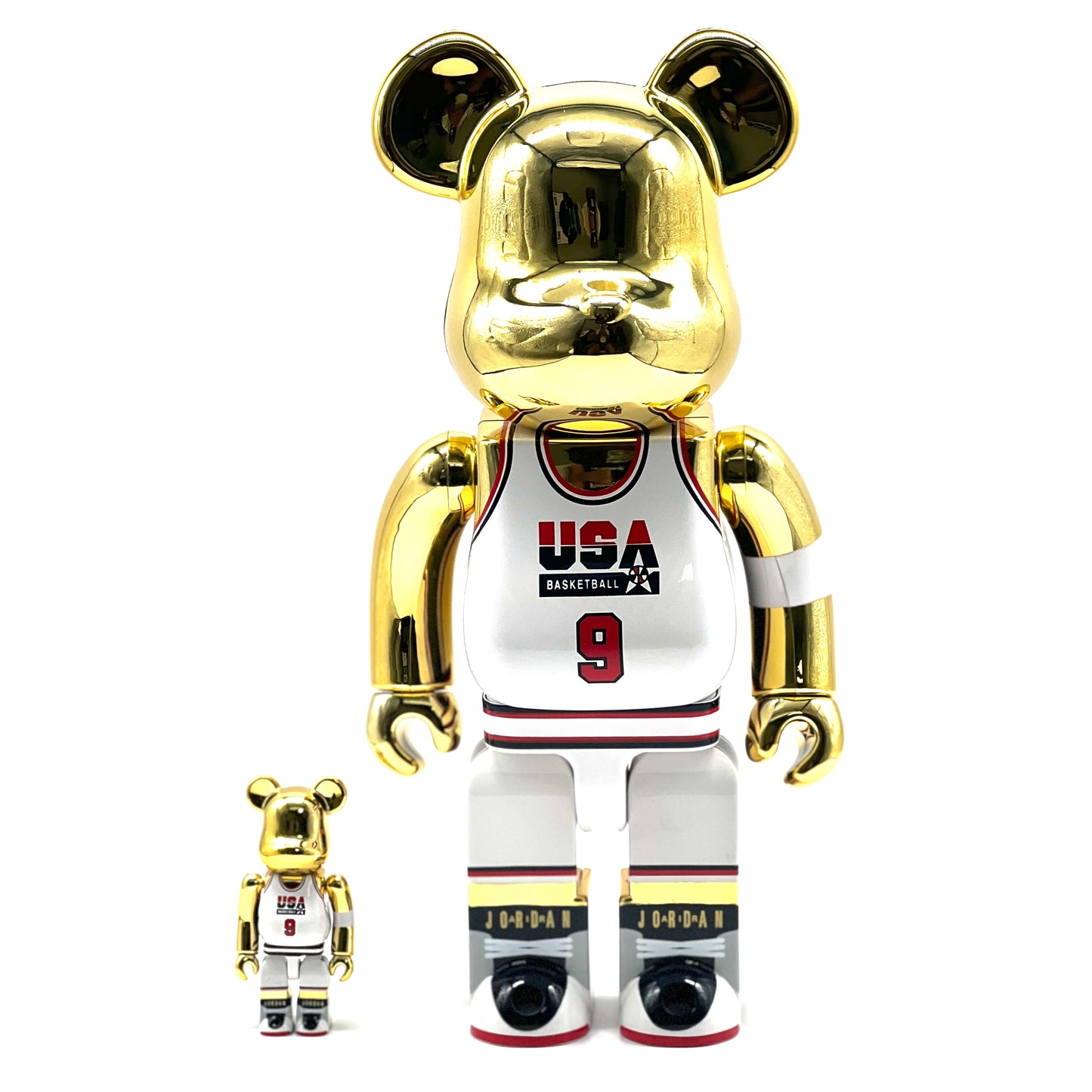 Gold Chrome Jordan Team USA Bearbrick 400%